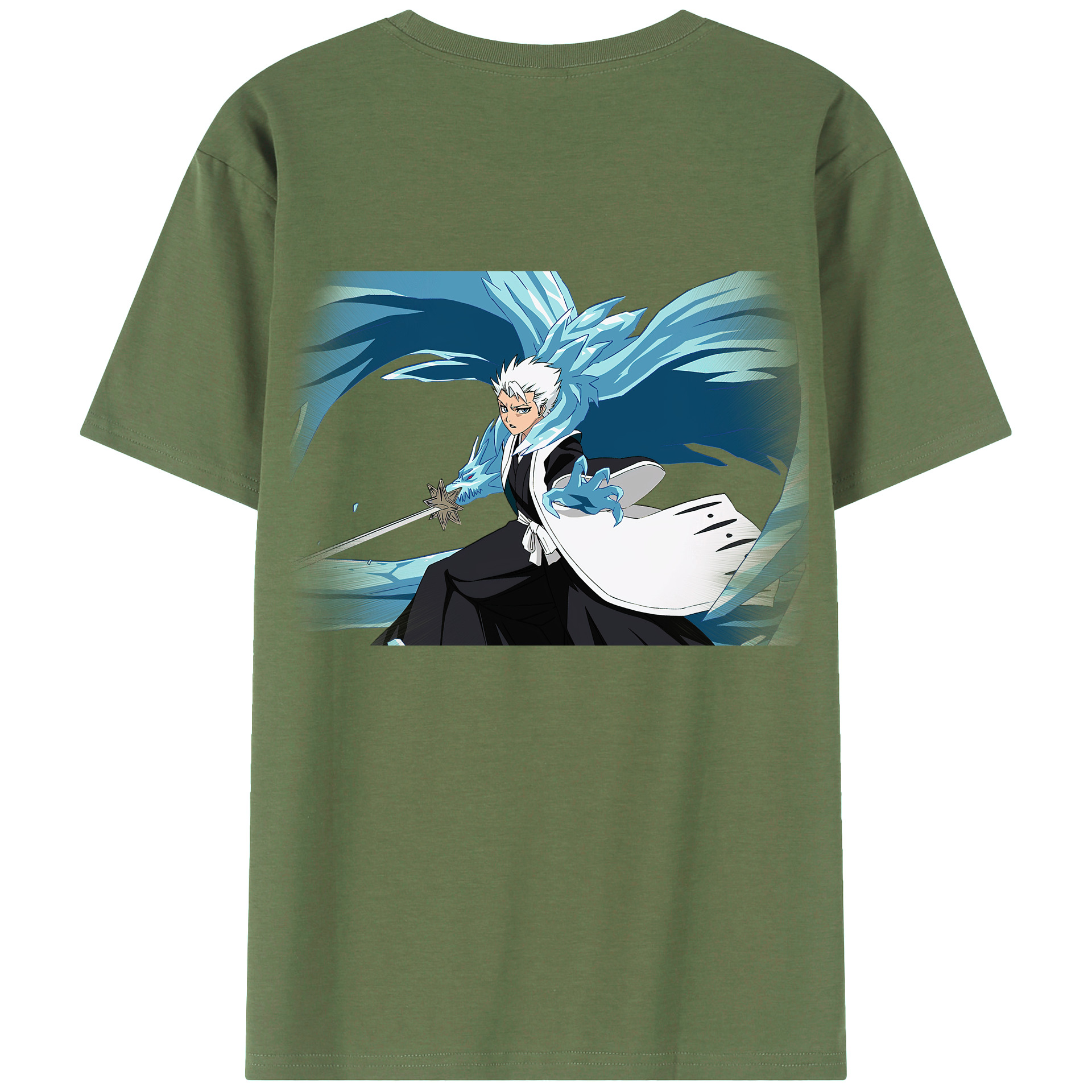 （画像用） ブリーチ 日番谷冬獅郎（ひつがや とうしろう） BLEACH Hitsugaya Toushirou 綿100％ メンズ半袖Tシャツ（バックプリント） 通気性